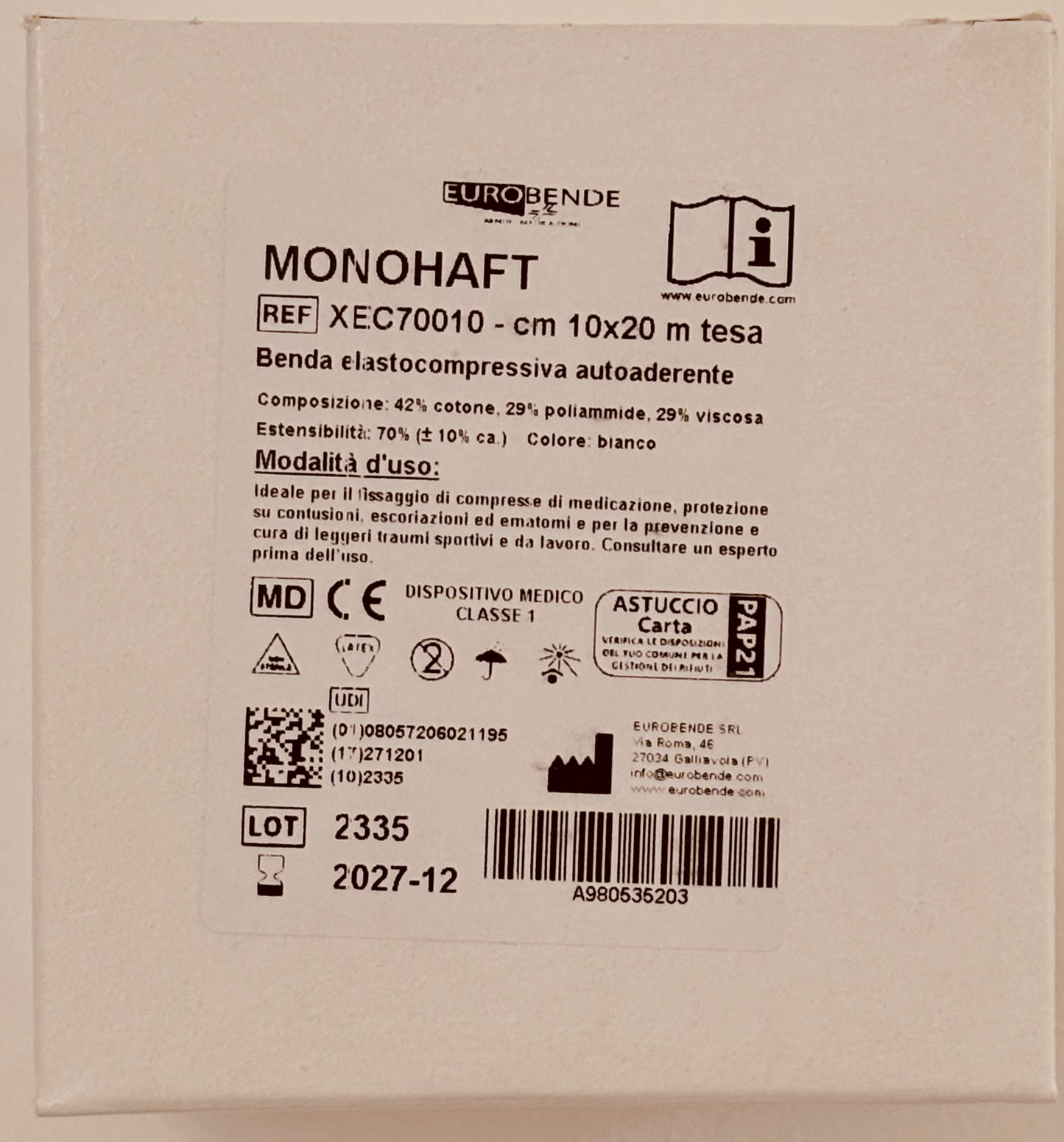 EUROBENDE MONOHAFT 10cm X 20metri